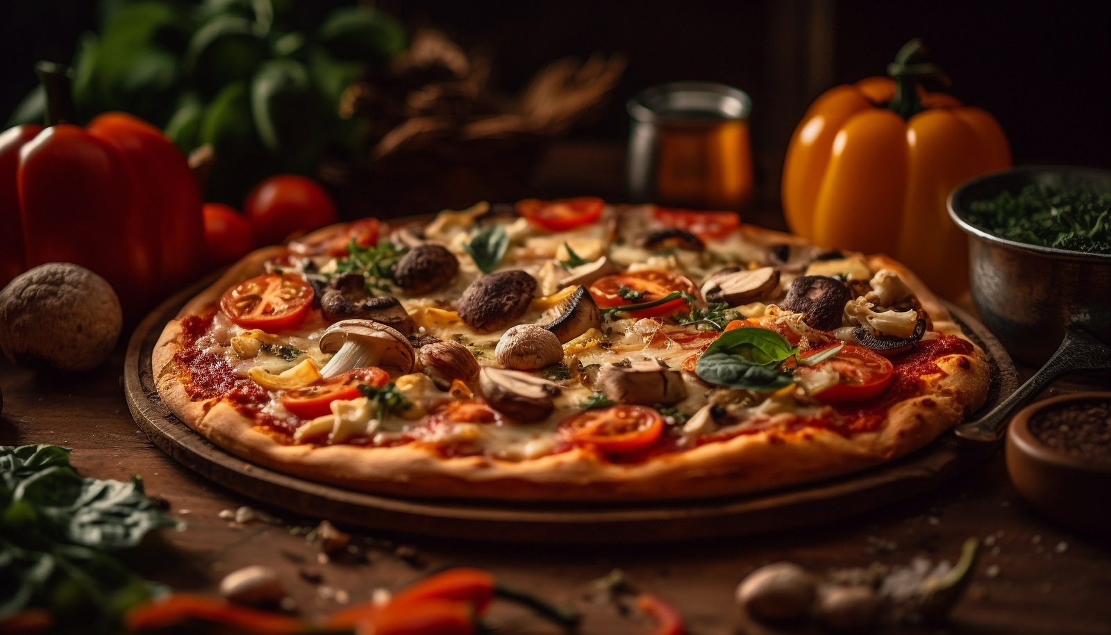 Hand-stretched pizza fresh out of the oven